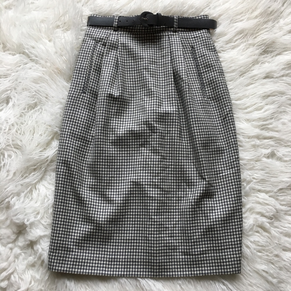 Vintage style checkered skirt w/belt